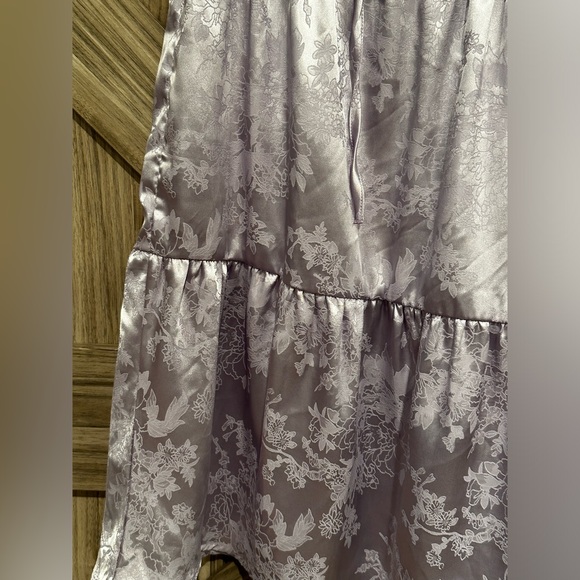 Tie Front Flounce Hem Jacquard Satin Dress - Picture 4 of 7